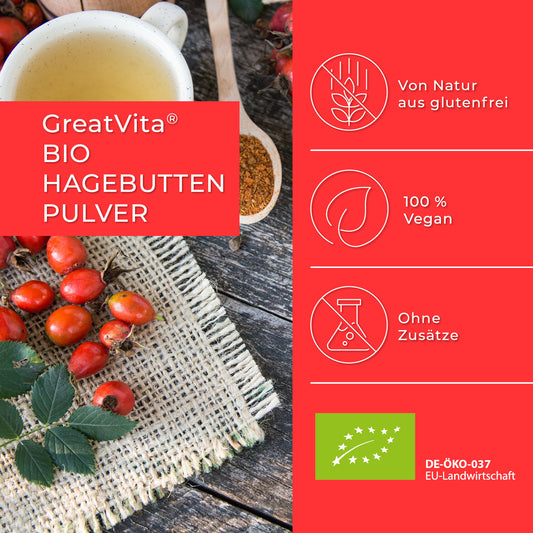 Bio-Hagebuttenpulver – fein gemahlen