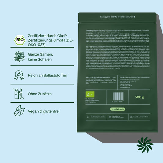Bio-Flohsamenschalen 500 g – ballaststoffreich