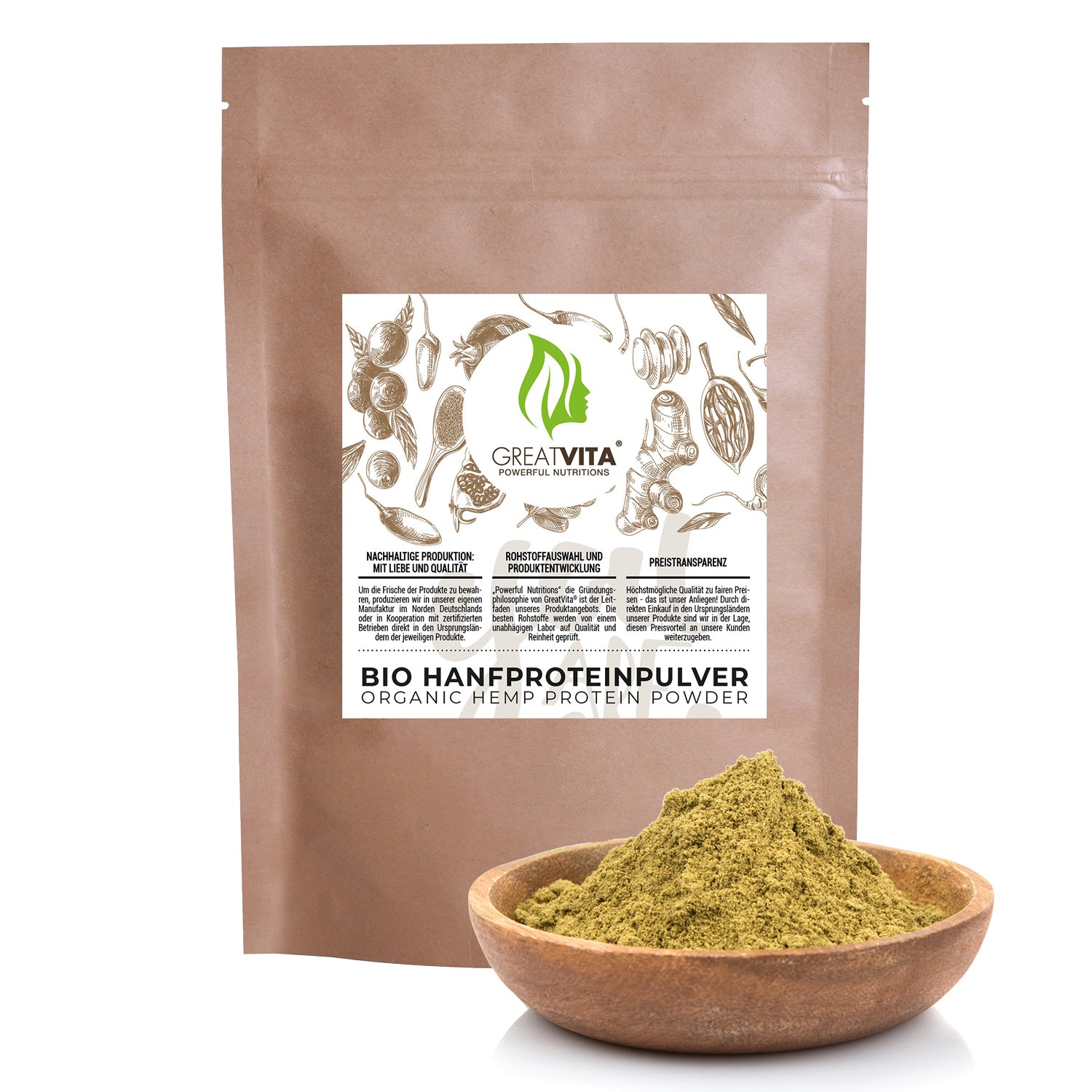 Bio-Hanfprotein-Pulver – 50 % Proteingehalt