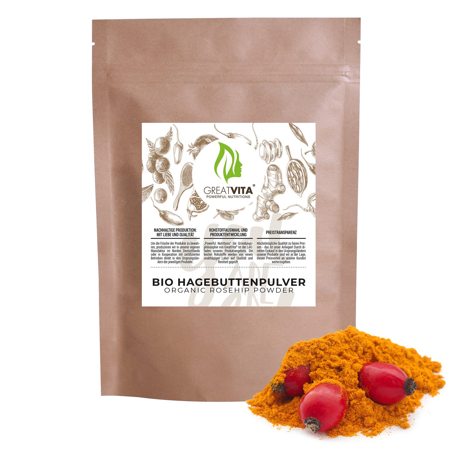 Bio-Hagebuttenpulver – fein gemahlen