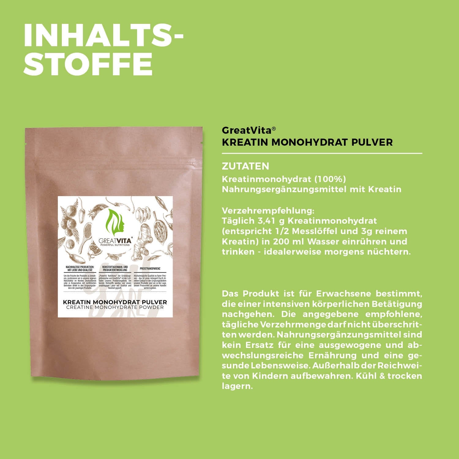 Kreatin-Monohydrat-Pulver – geschmackslos