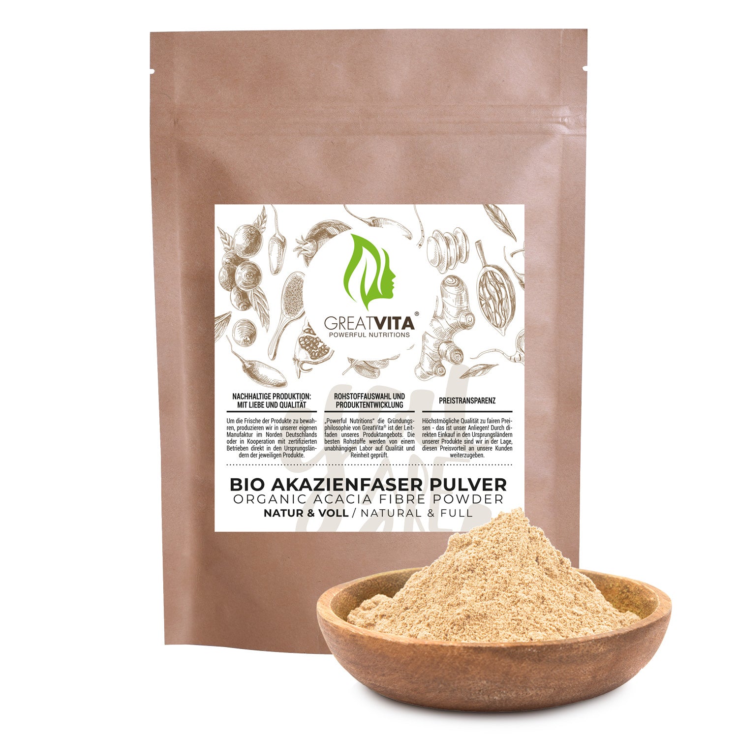 Bio-Akazienfaser-Pulver – hohe Löslichkeit