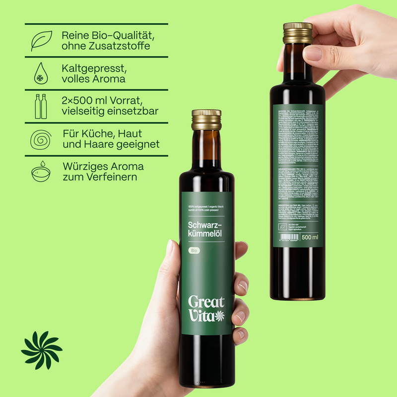 Bio-Schwarzkümmelöl 500 ml – kaltgepresst & gefiltert