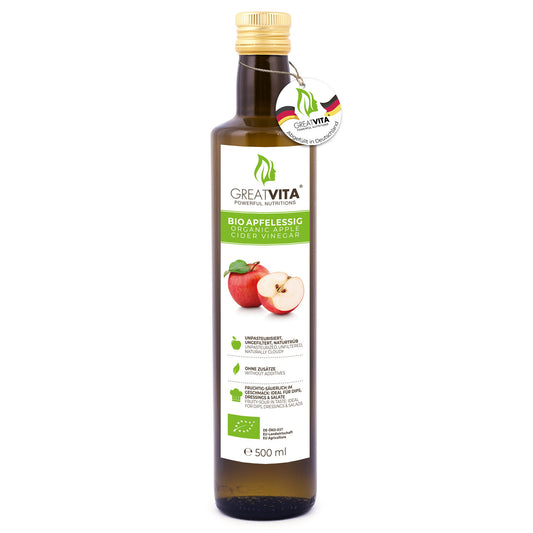 GreatVita Bio Apfelessig 500ml in Glasflasche