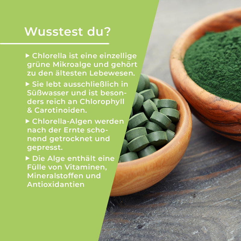 GreatVita Bio Chlorella Tabletten im Beutel Eckdaten
