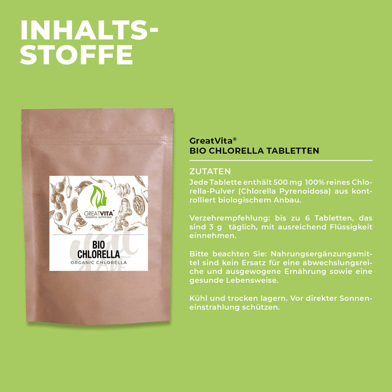 GreatVita Bio Chlorella Tabletten im Beutel inhaltsstoffe