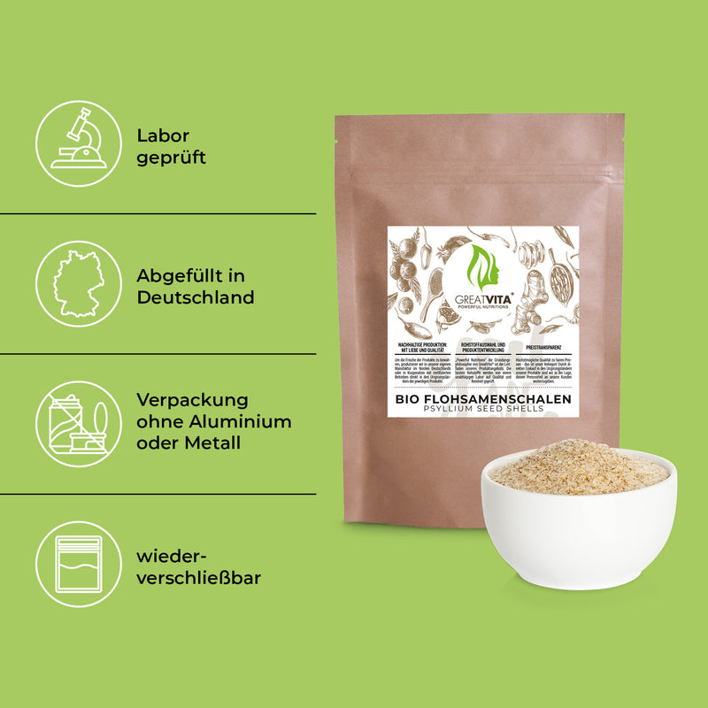 GreatVita Bio Flohsamenschalen 500g merkmale