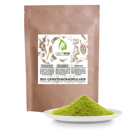 GreatVita Bio Gerstengras Pulver 400g im Beutel