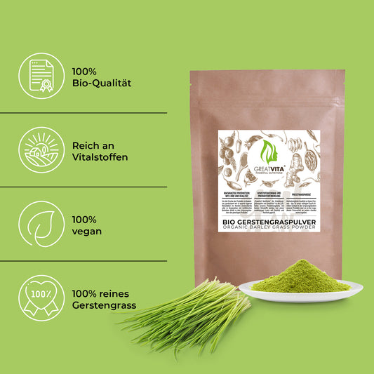 GreatVita Bio Gerstengras Pulver 400g merkmale