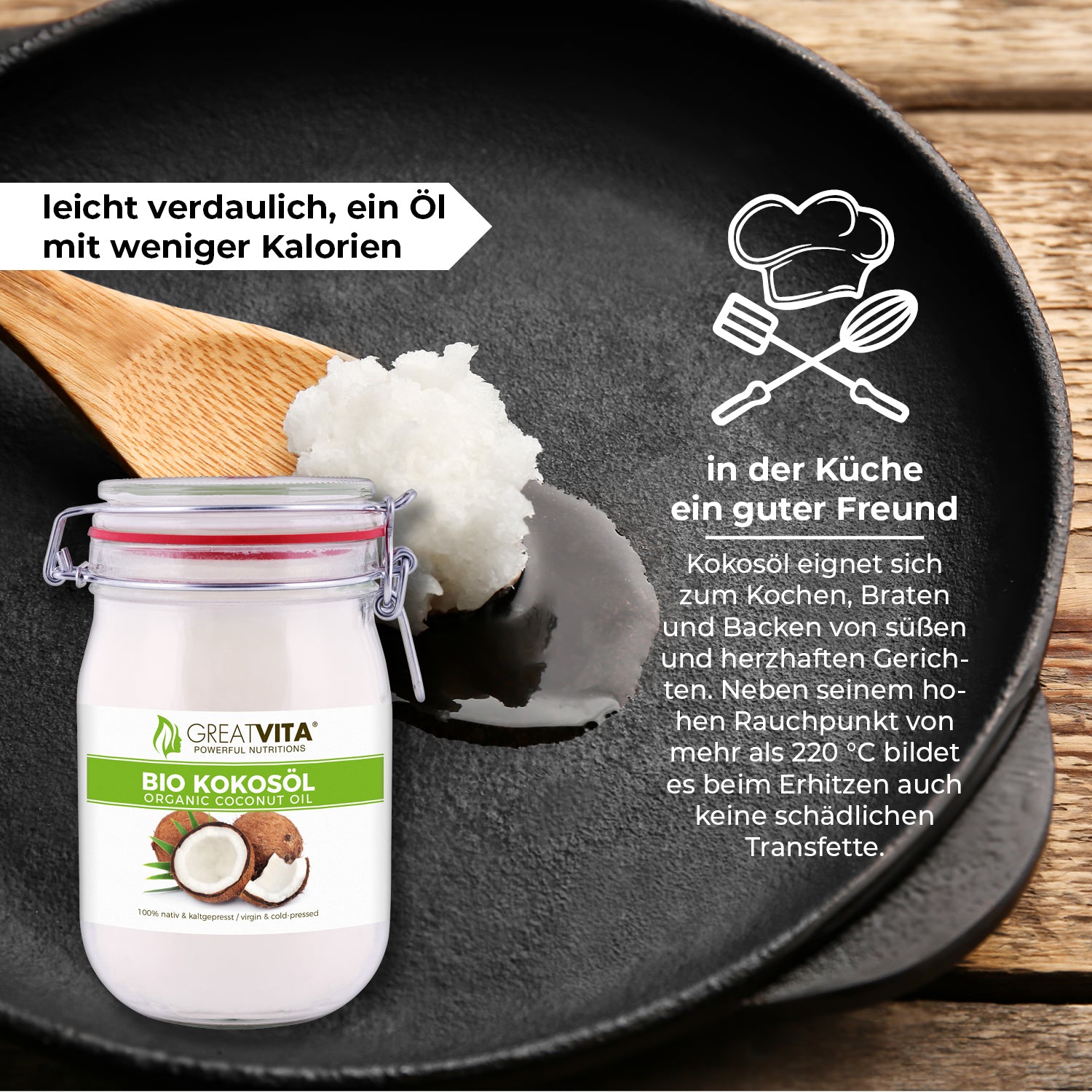 GreatVita Bio Kokosöl 1000ml, nativ &amp; kaltgepresst vorteile