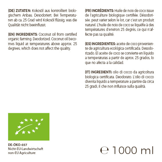 GreatVita Bio Kokosoel desodoriert zutaten etikett