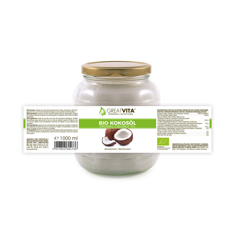 GreatVita Bio Kokosoel desodoriert zutaten und nährwerte etikett