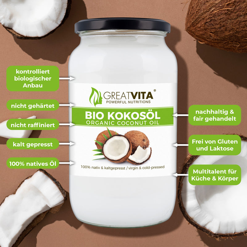 GreatVita Bio Kokosoel nativ und kaltgepresst 1000 ml inhaltsstoffe