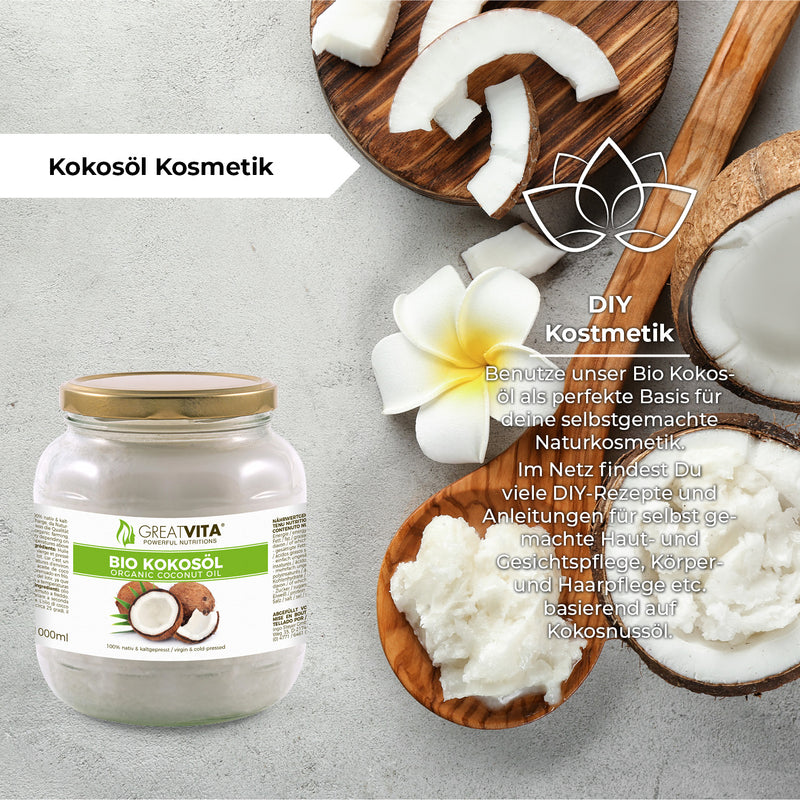 Bio Kokosöl nativ &amp; kaltgepresst 1000 ml Multifunktionell