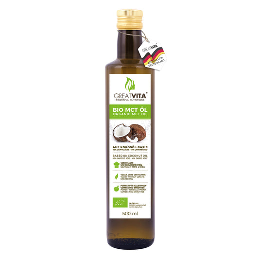 GreatVita Bio MCT Öl 500ml in Glasflasche