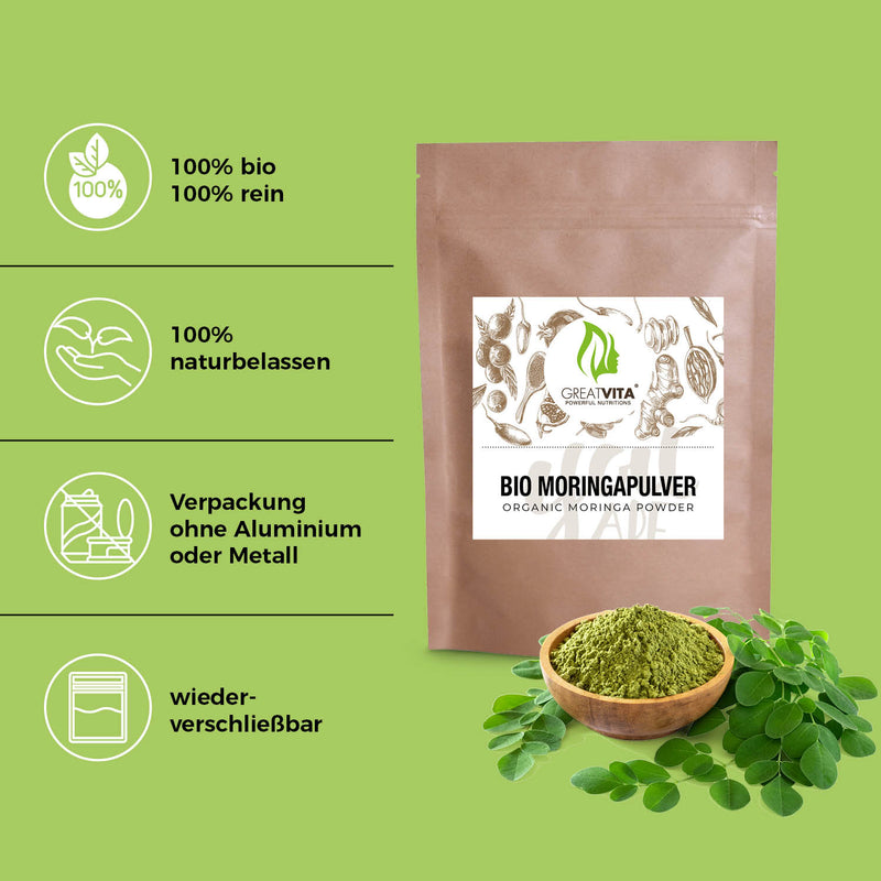 GreatVita Bio Moringa Pulver 400 g merkmale