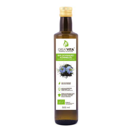 GreatVita Bio Schwarzkümmelöl 500 ml in Flasche