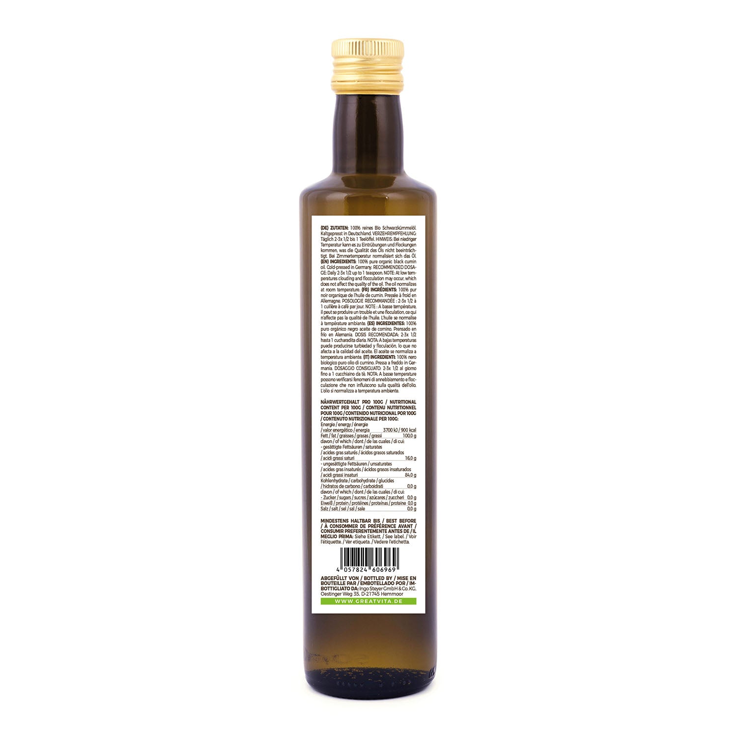 GreatVita Bio Schwarzkümmelöl rückseiten etikett