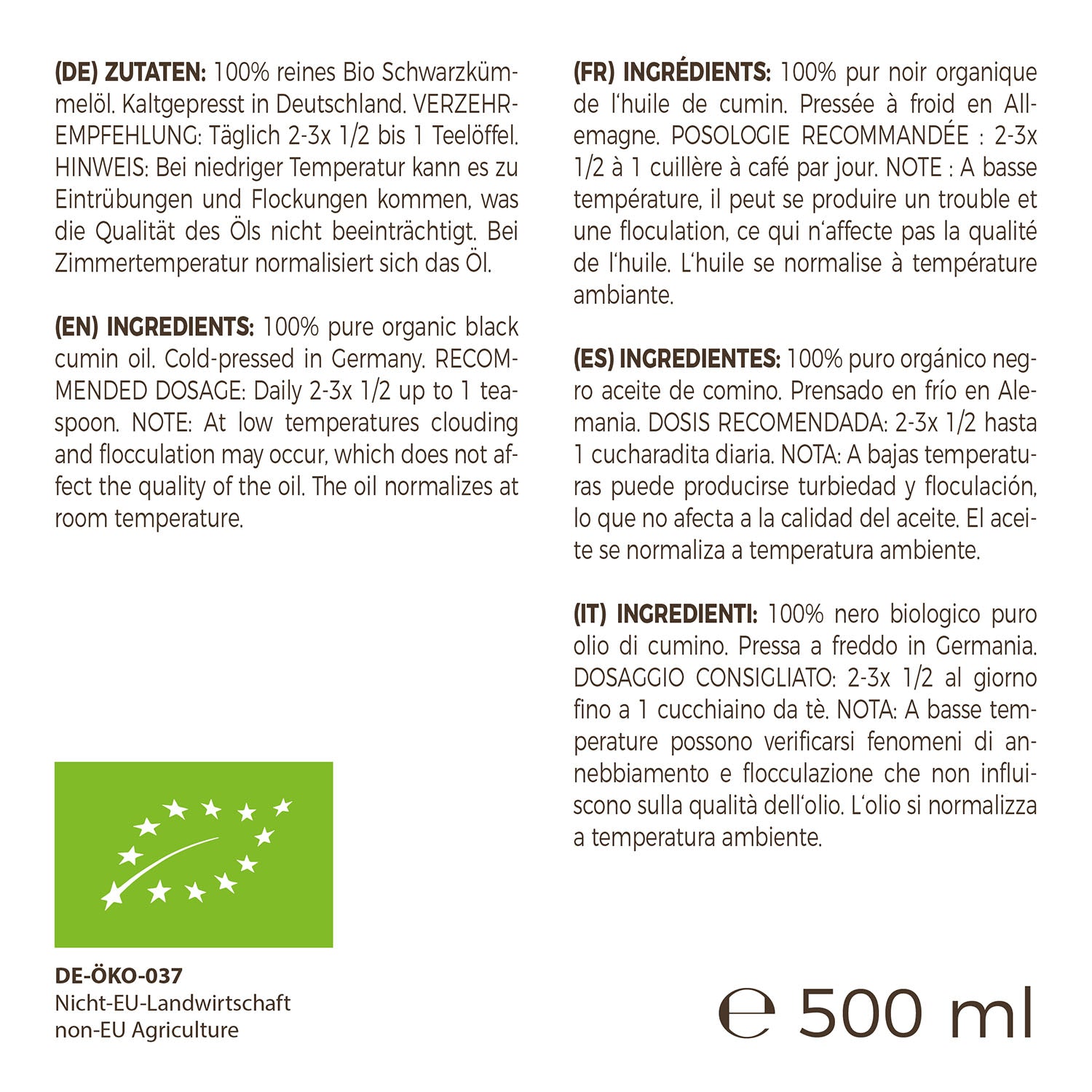 GreatVita Bio Schwarzkümmelöl zutaten