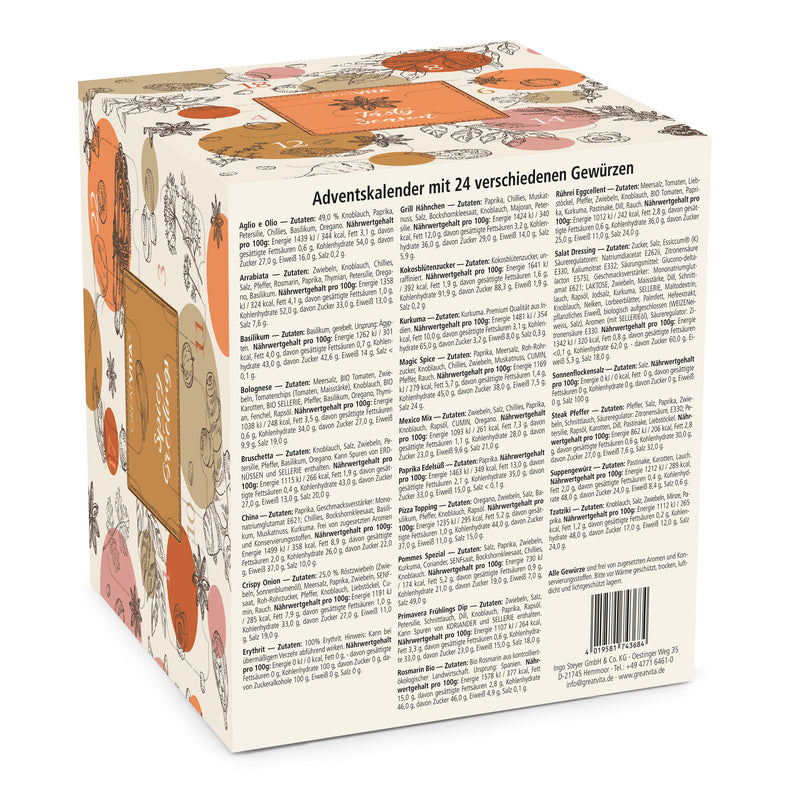 GreatVita Gewuerz Adventskalender 2025 Inhalt des Kalender