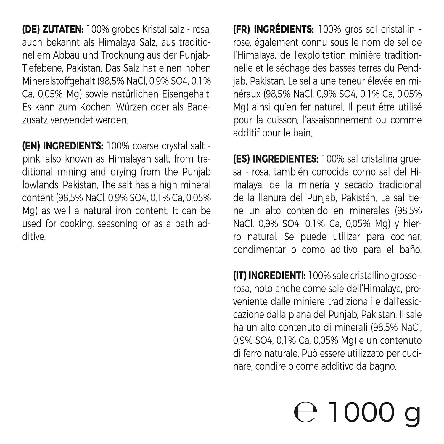 GreatVita Kristallsalz rosa grob zutaten